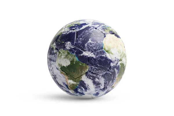 Focilabda Reális Képet Föld Bolygó Elszigetelt Fehér Háttérrel Illusztráció — Stock Fotó