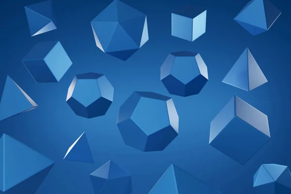 Синий Правильный Многогранник Абстрактный Фон Иллюстрация — стоковое фото