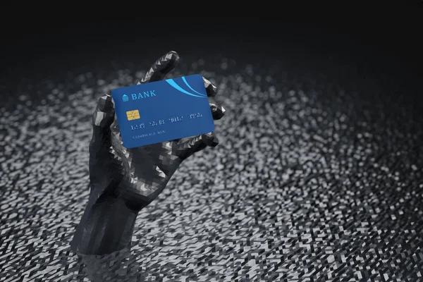 Beeldhouwkunst Van Een Hand Met Een Creditcard Met Kopieerruimte Donkere — Stockfoto