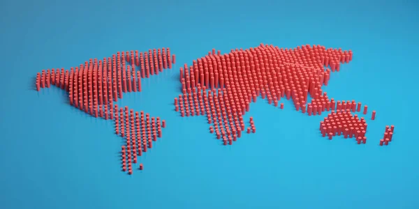 World Map Made Red Bars Illustration — ストック写真