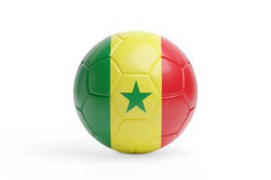 Senegal bayrağı renginde futbol topu. 3d illüstrasyon.