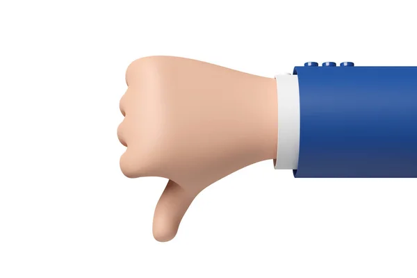 Cartoon Hand Making Dislike Gesture Isolated White Background Illustration — Stock fotografie