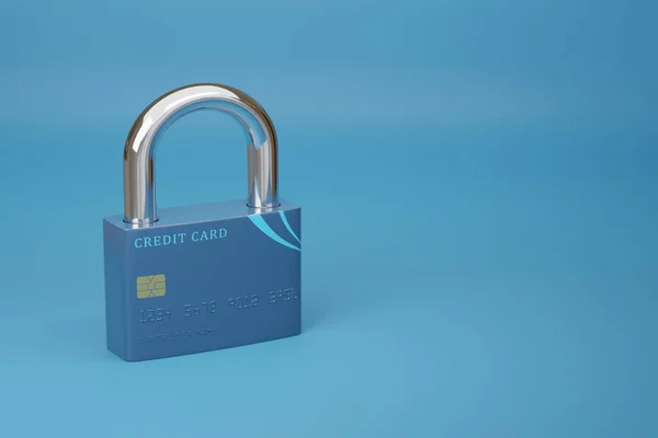 Cartão Crédito Forma Cadeado Fechado Com Espaço Cópia Conceito Segurança — Fotografia de Stock