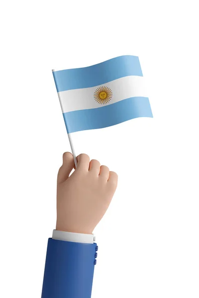 Mão Dos Desenhos Animados Com Bandeira Argentina Ilustração — Fotografia de Stock