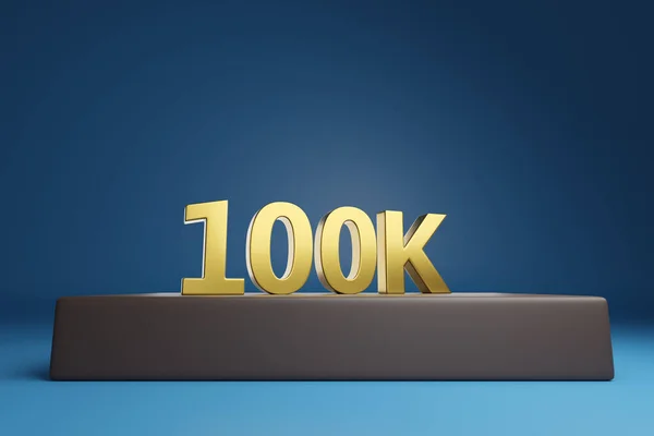 Golden 100000 Numéro Trois Dimensions Sur Podium Illustration — Photo