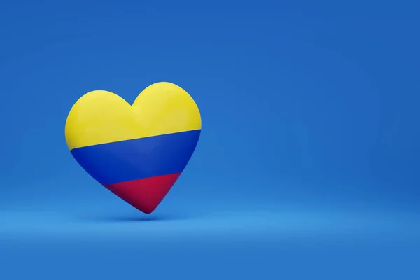 Serce Kolorami Flagi Kolumbii Przestrzenią Kopiowania Ilustracja — Zdjęcie stockowe