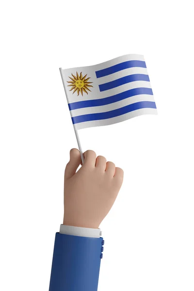 Мультфильм Флагом Уругвая Иллюстрация — стоковое фото