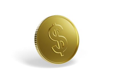 altın madeni para dolar beyaz zemin üzerine izole işareti ile. illüstrasyon.