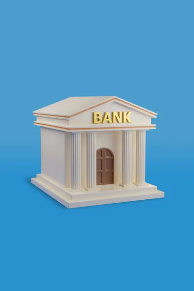 Bank Building Isolated Blue Background Illustration — Fotografia de Stock