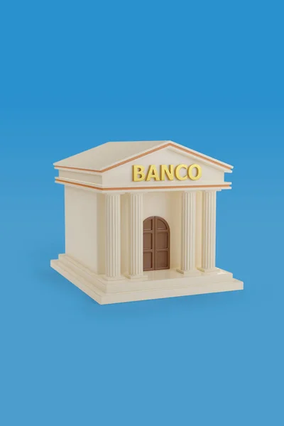 Bank Building Bank Text Spanish Blue Background Illustration — Stock fotografie