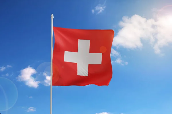 Flag Switzerland Blue Sky Illustration — Foto de Stock