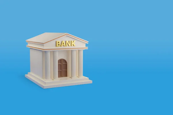 Bank Building Isolated Blue Background Copy Space Illustration — Stock fotografie