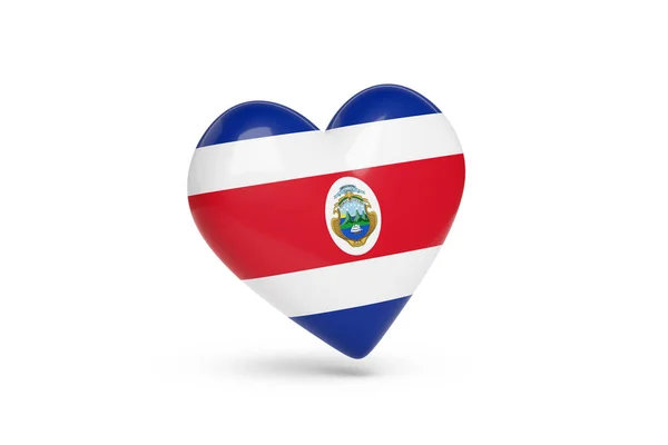 Heart Colors Flag Costa Rica Isolated White Background Illustration — Stock fotografie