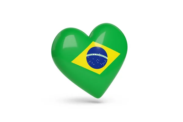 Сердце Цветами Флага Бразилии Изолированы Белом Фоне Иллюстрация — стоковое фото