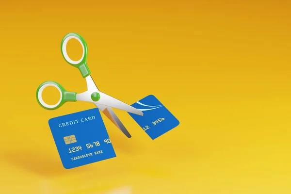 Scissors Cutting Credit Card Copy Space Illustration — Stockfoto