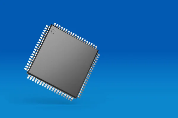 Microprocessor Copy Space Surface Isolated Blue Background Illustration — Stok fotoğraf