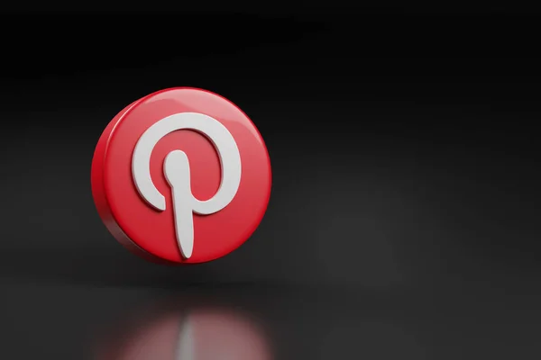 Buenos Aires, Argentina - August 6th, 2022: Pinterest logotype on black background with copy space. 3d illustration.