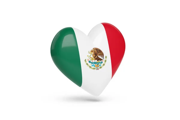 Heart Colors Flag Mexico Isolated White Background Illustration — Stok fotoğraf