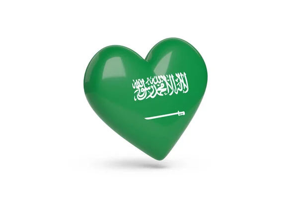 Heart Colors Flag Saudi Arabia Isolated White Background Illustration — Stockfoto