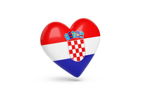 Corazón Con Los Colores Bandera Croacia Aislado Sobre Fondo Blanco — Foto de Stock