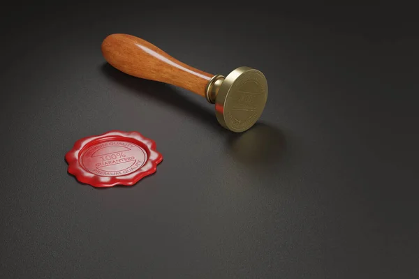 Sealing wax and a sealing wax wooden stamper with copy space. 3d illustration.