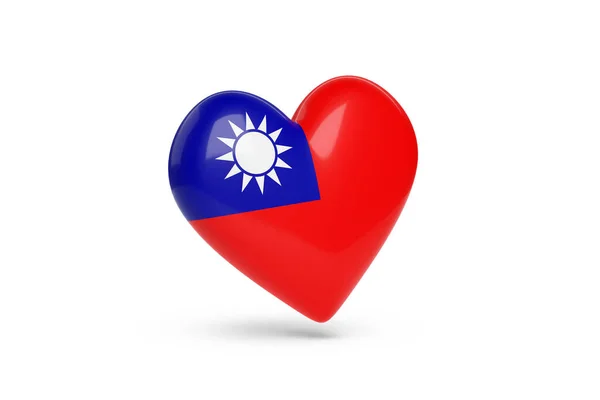 Coração Com Cores Bandeira República China Isolado Sobre Fundo Branco — Fotografia de Stock