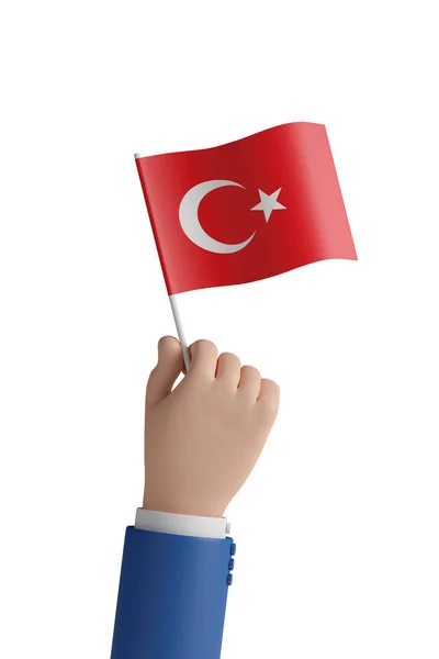 Cartoon Hand Flag Turkey Isolated White Background Illustration — Stock Photo, Image