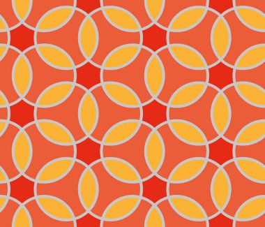 Birbirine kenetlenmiş daireler kusursuz desen. Soyut tekstil baskısı. Vektör illüstrasyonu.