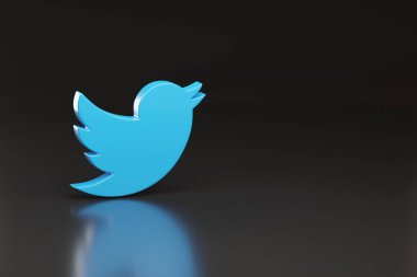 Buenos Aires, Arjantin - 24 Eylül 2022: Twitter logotype on black background. 3d illüstrasyon.