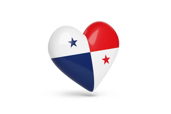 Corazón Con Los Colores Bandera Panamá Aislado Sobre Fondo Blanco — Foto de Stock