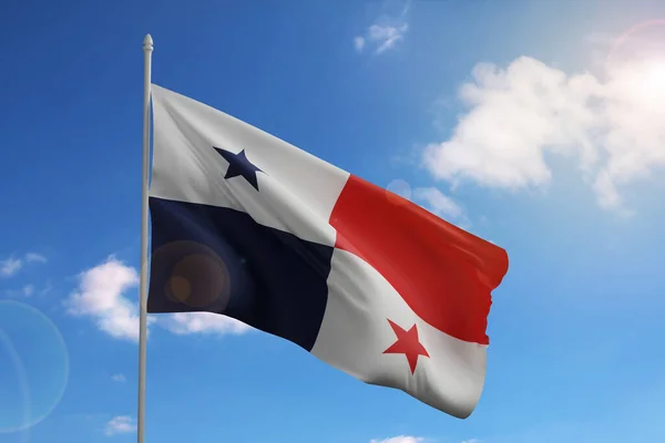 Bandera Panamá Cielo Azul Ilustración — Foto de Stock