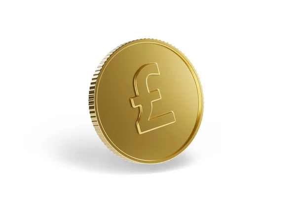 Golden Coin Pound Sign Isolated White Background Illustration — Stock Photo, Image