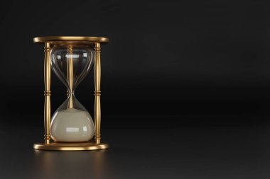 Kum saati beyaz arkaplanda izole edilmiş ve kopyalama alanı var. 3d illüstrasyon.