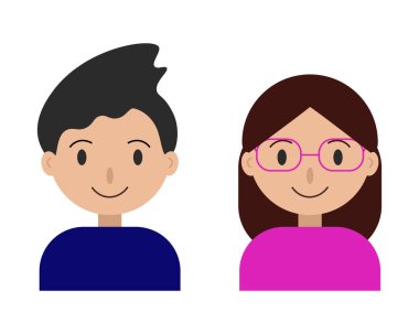 Basit bir vektör çizimi. Gözlüklü bir adam ve kadın.