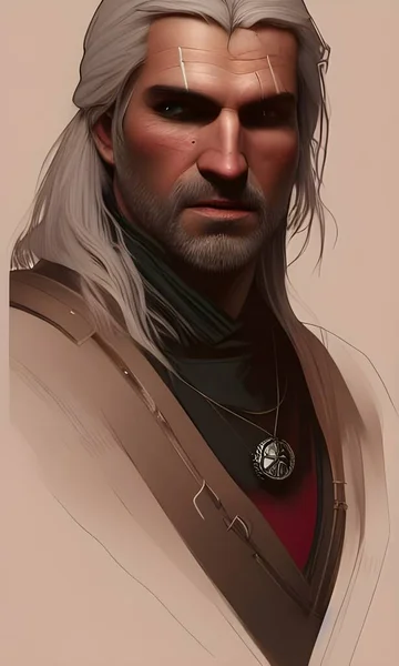 Rivia Digital Art Portrait Geralt 로열티 프리 스톡 이미지