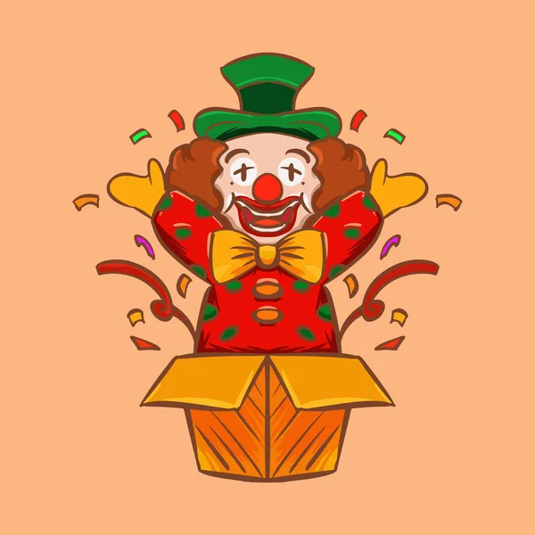 Illustration Vacances Clown Jour Dessinée Main Dessin Animé Fou — Image vectorielle