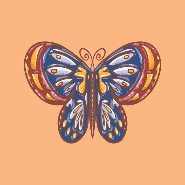 Hand Drawn Cartoon Butterfly Insect Illustration Design — стоковый вектор