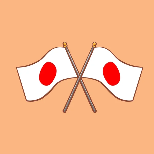 Handgezeichnete Cartoon Illustration Der Japanischen Flagge — Stockvektor