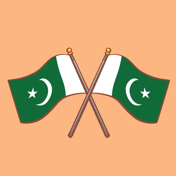 Ručně Kreslené Kreslené Kreslené Ilustrace Pákistánské Vlajky — Stockový vektor