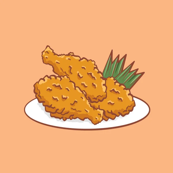 Rajzfilm Sült Csirke Élelmiszer Poszter — Stock Vector