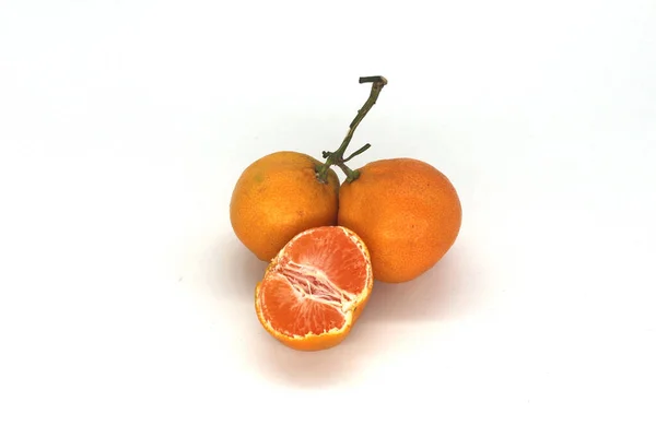 Čerstvé Pomerančové Plody Izolované Bílém Pozadí — Stock fotografie