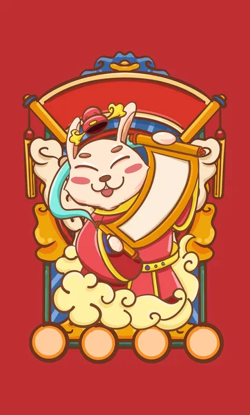 Anno Del Coniglio Del Fumetto Cinese Nuovo Anno Illustrazione Materiali — Vettoriale Stock