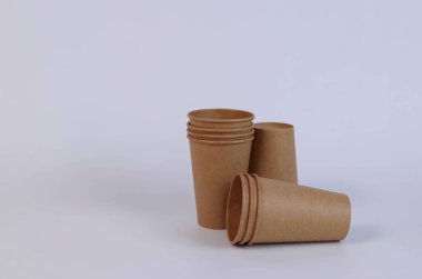 Horizontal photo of cardboard glasses in studio. High quality photo