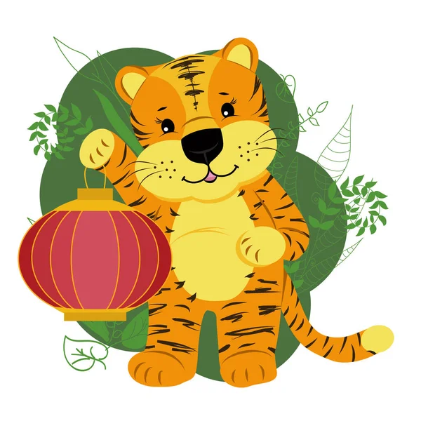 Çin kırmızı feneriyle sevimli kaplan.. 