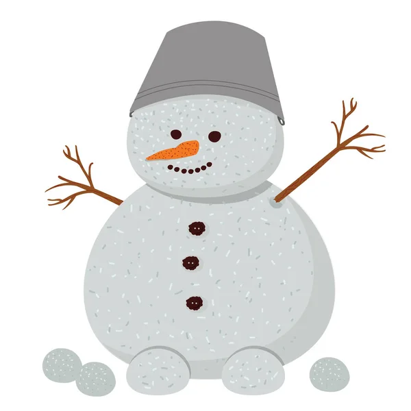 Kafasında kova olan sevimli, komik kardan adam..