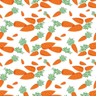 Seamless pattern with cartoon carrots. Vector illustration.