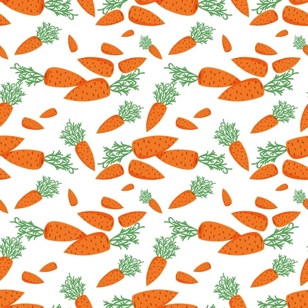 Seamless pattern with cartoon carrots. Vector illustration. — Stock vektor