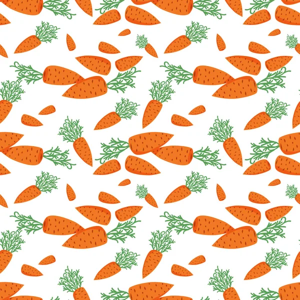 Seamless pattern with cartoon carrots. Vector illustration.