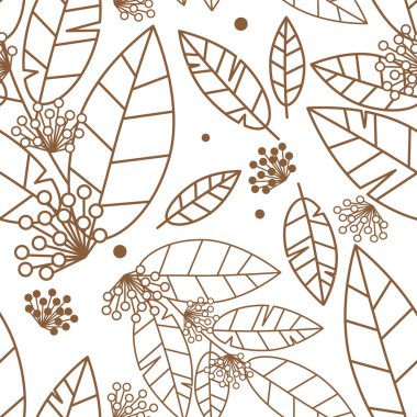 Şablon, kontür yaprakları ve bir demet Rowan ile pürüzsüz.