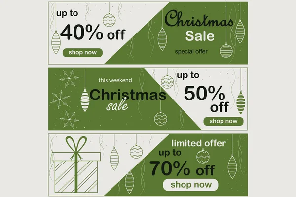 Venta Navidad Conjunto Conjunto Pancartas Volantes Carteles Tarjeta Con Fondos — Vector de stock